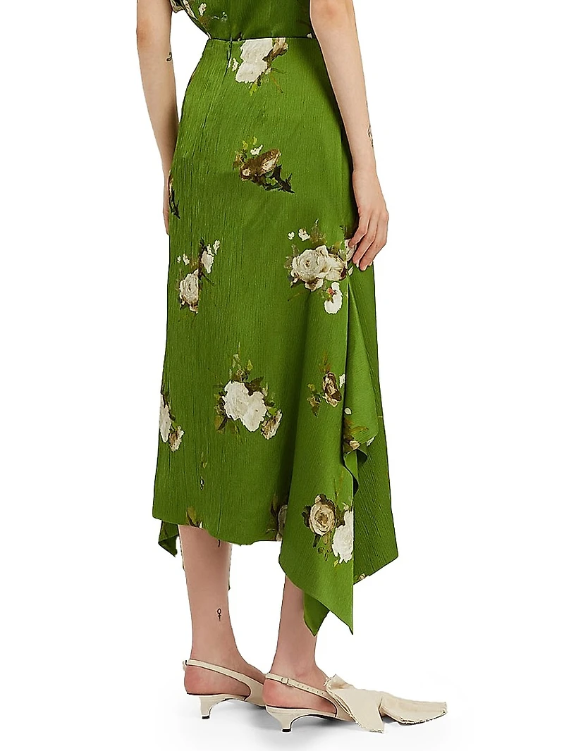 Floral Pencil Midi-Skirt