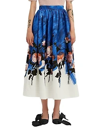 Floral Gathered Midi-Skirt