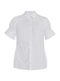 Floral Appliqué Cotton Shirt
