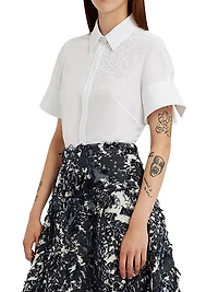 Floral Appliqué Cotton Shirt