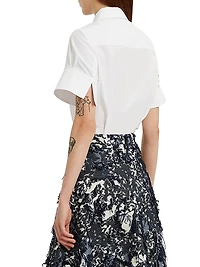 Floral Appliqué Cotton Shirt