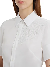Floral Appliqué Cotton Shirt