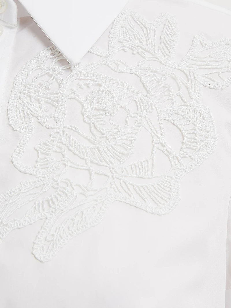 Floral Appliqué Cotton Shirt