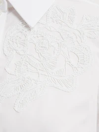 Floral Appliqué Cotton Shirt