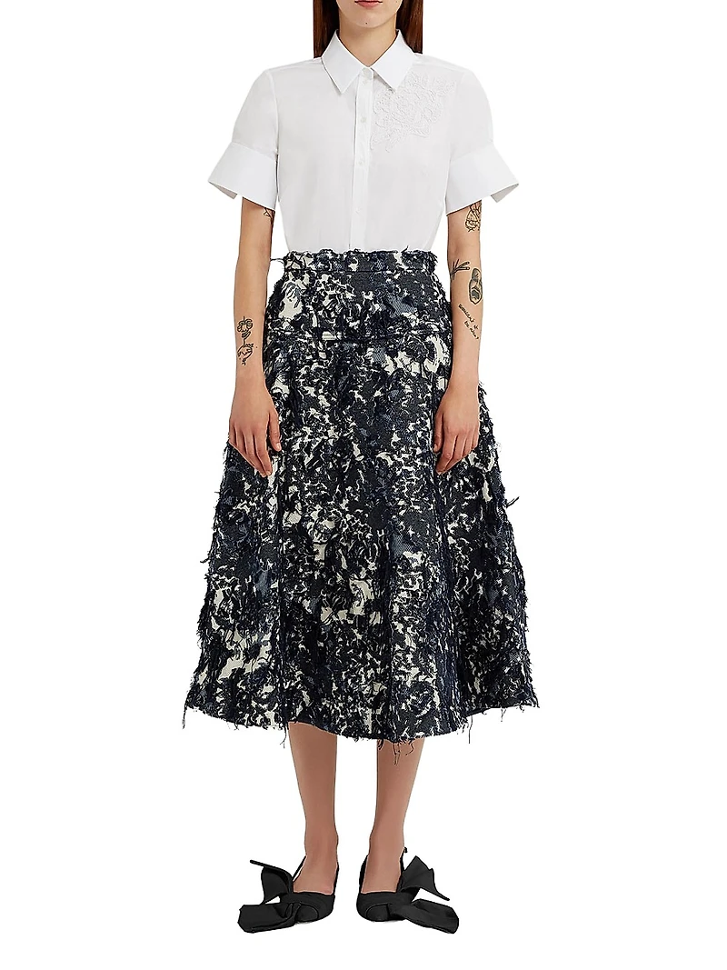 Floral Appliqué Cotton Shirt