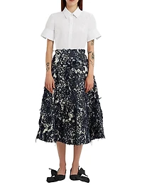 Floral Appliqué Cotton Shirt