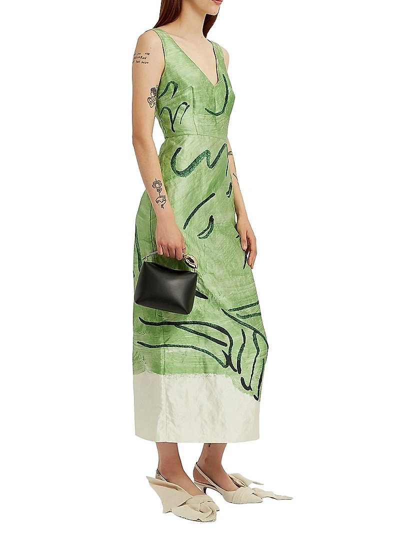 Abstract Face Midi Cocktail Dress