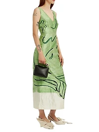 Abstract Face Midi Cocktail Dress