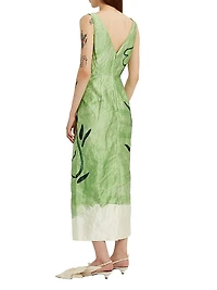 Abstract Face Midi Cocktail Dress