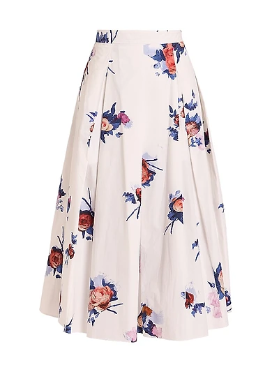 Floral Pleated Midi-Skirt