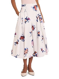 Floral Pleated Midi-Skirt