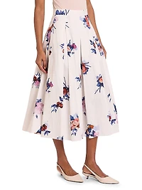 Floral Pleated Midi-Skirt