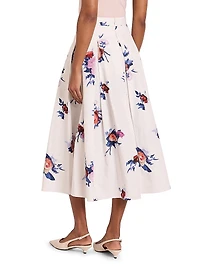Floral Pleated Midi-Skirt
