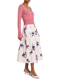 Floral Pleated Midi-Skirt