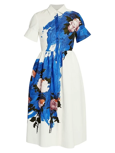 Floral Brushstroke Midi Shirtdress