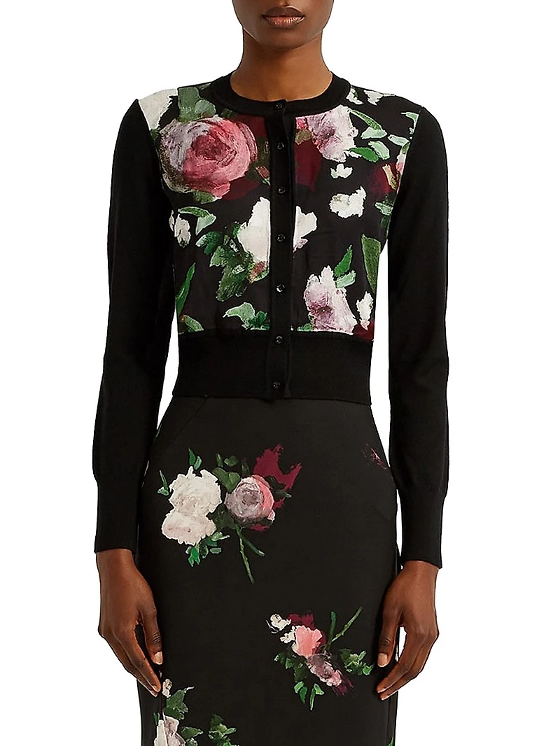 Painted Roses Crop Cardigan