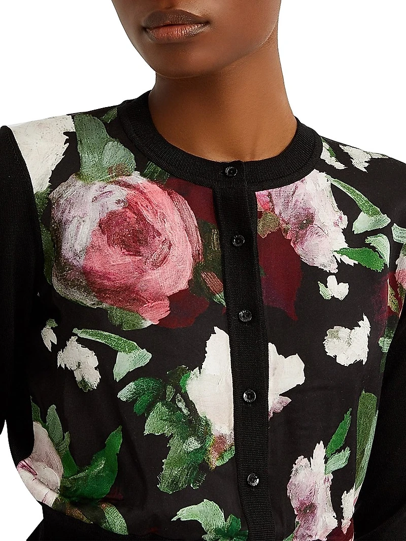 Painted Roses Crop Cardigan