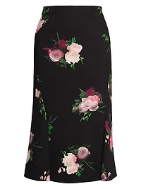 Painted Roses Midi-Skirt
