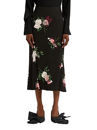 Painted Roses Midi-Skirt