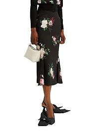 Painted Roses Midi-Skirt