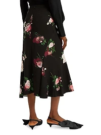 Painted Roses Midi-Skirt