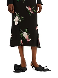 Painted Roses Midi-Skirt