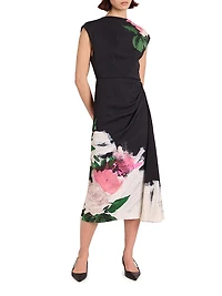 Floral Draped Midi-Dress