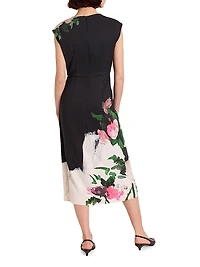 Floral Draped Midi-Dress
