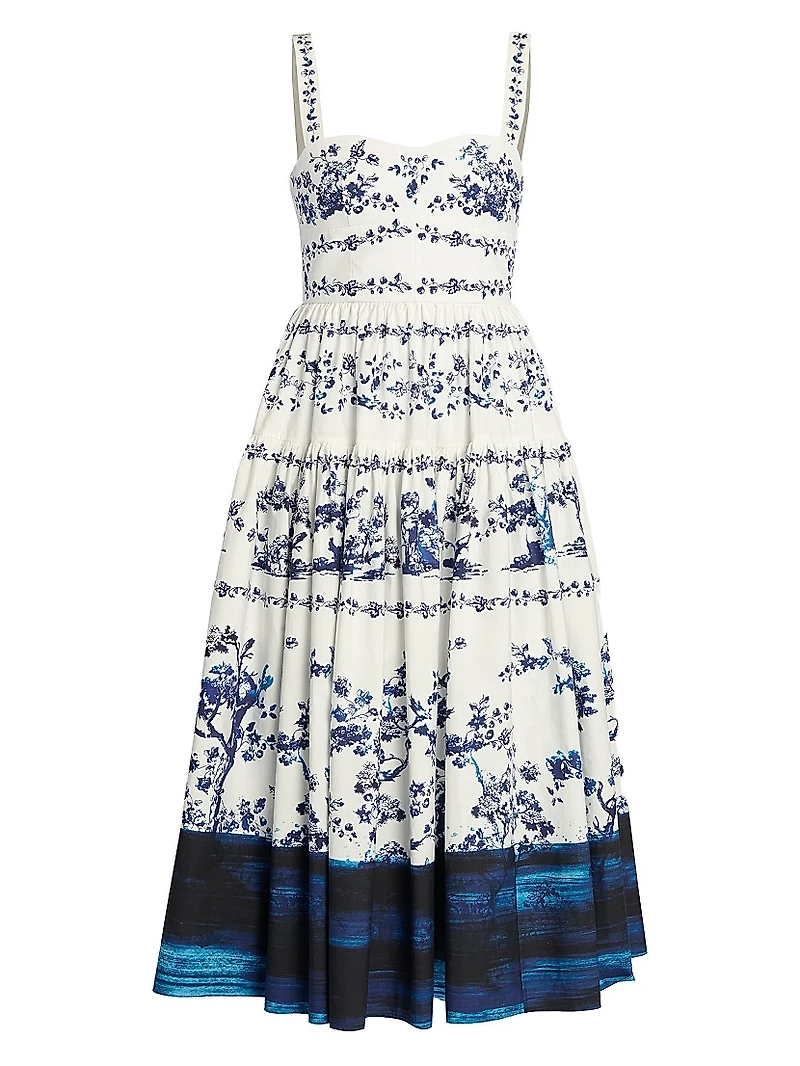 Floral Dyed-Hem Midi-Dress