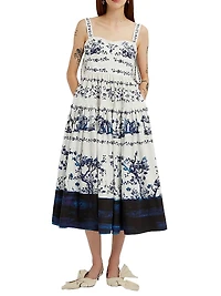 Floral Dyed-Hem Midi-Dress