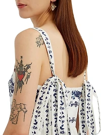 Floral Dyed-Hem Midi-Dress