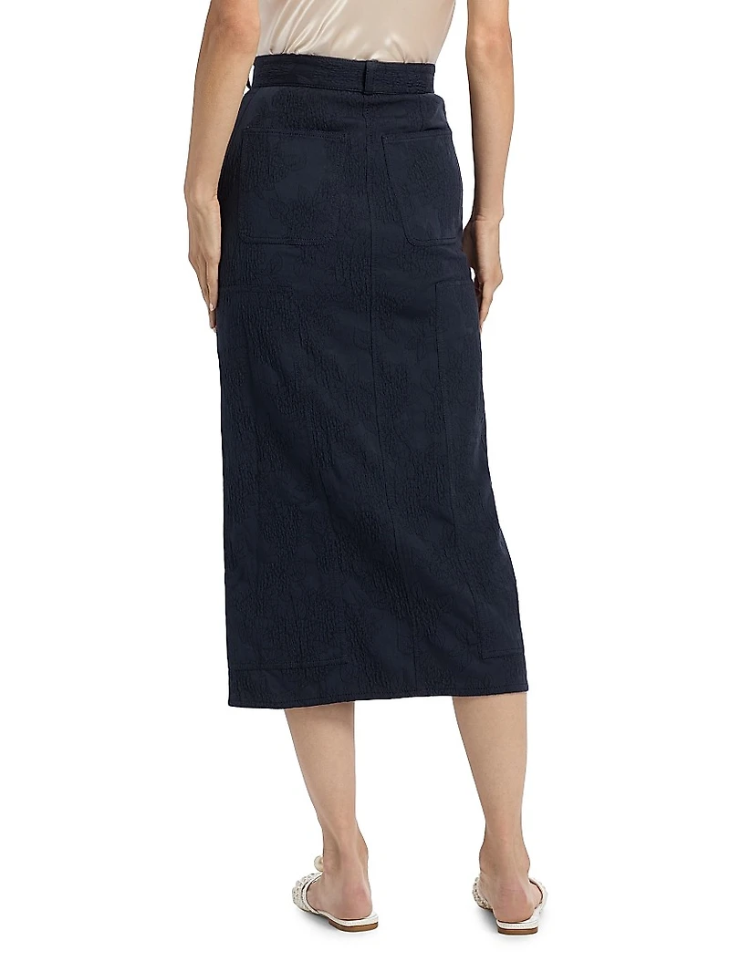 Embroidered Lace A-Line Midi-Skirt