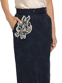 Embroidered Lace A-Line Midi-Skirt