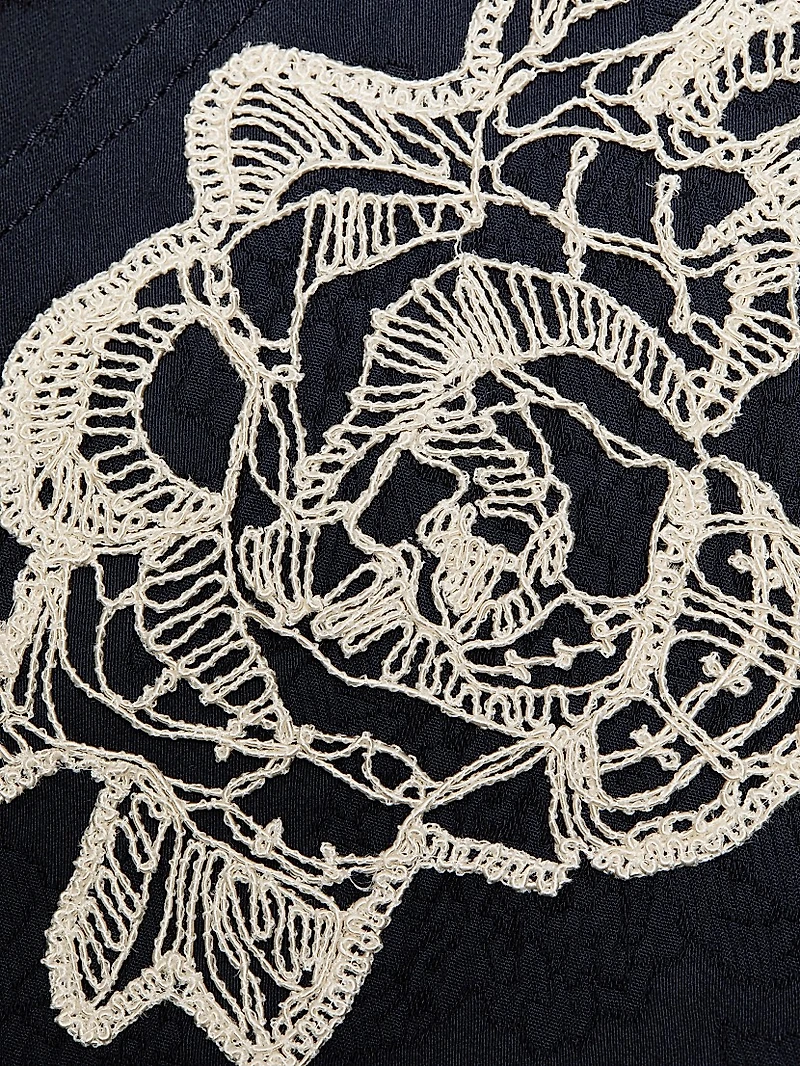 Embroidered Lace A-Line Midi-Skirt