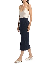 Embroidered Lace A-Line Midi-Skirt