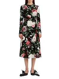 Floral Draped Midi-Dress