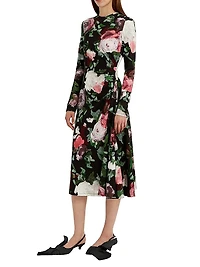 Floral Draped Midi-Dress