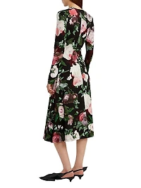 Floral Draped Midi-Dress
