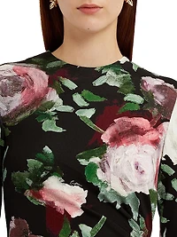 Floral Draped Midi-Dress