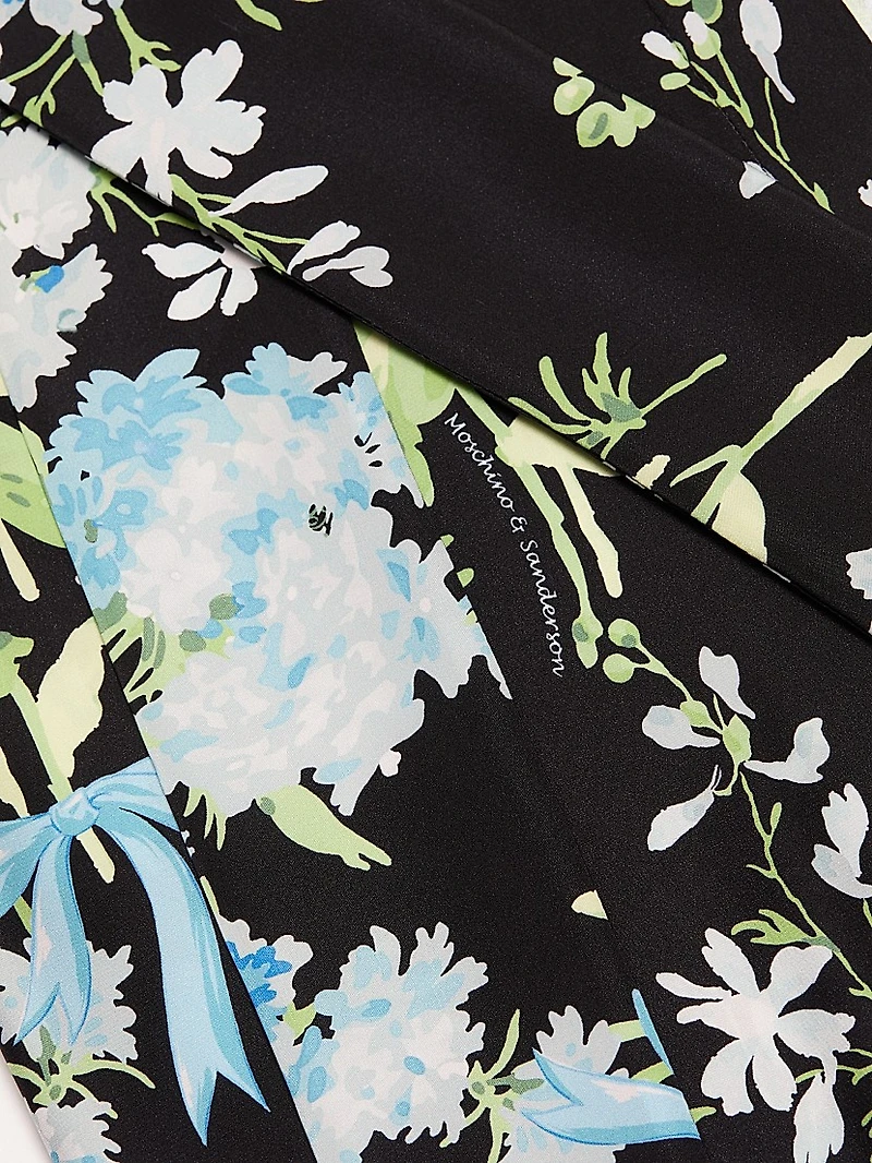 Floral Silk Tie-Neck Blouse