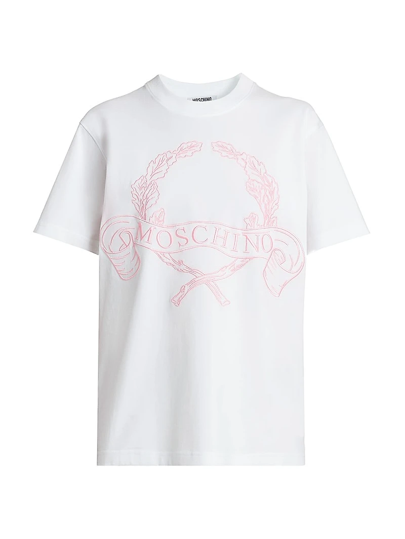Embroidered Crest Logo Cotton T-Shirt