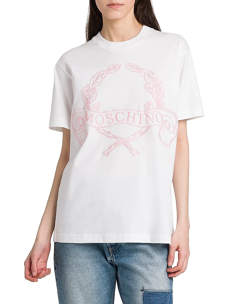 Embroidered Crest Logo Cotton T-Shirt