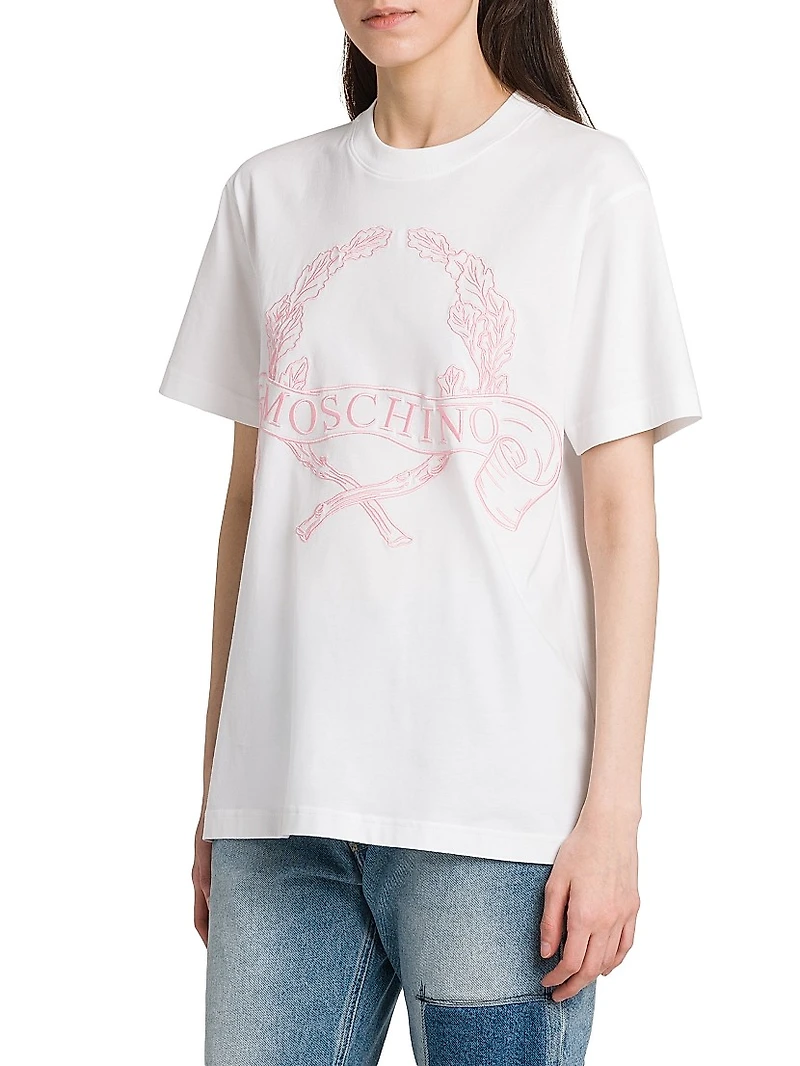 Embroidered Crest Logo Cotton T-Shirt