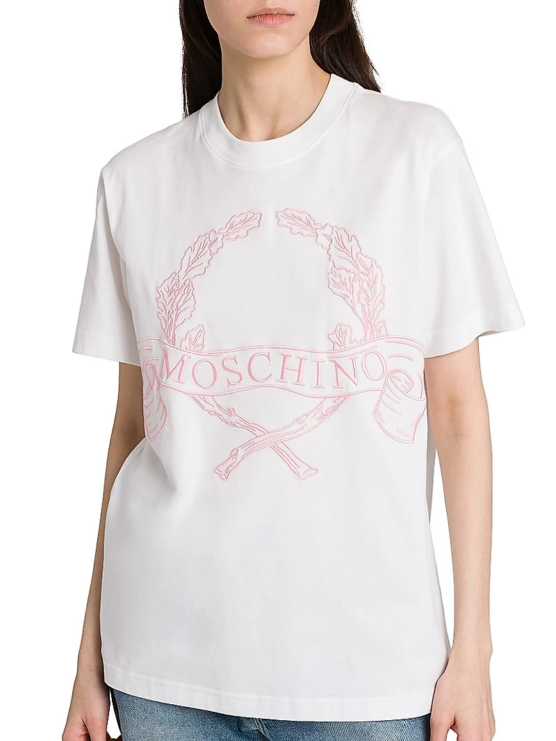 Embroidered Crest Logo Cotton T-Shirt