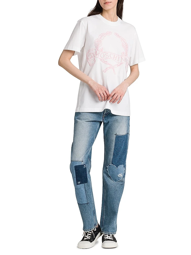 Embroidered Crest Logo Cotton T-Shirt