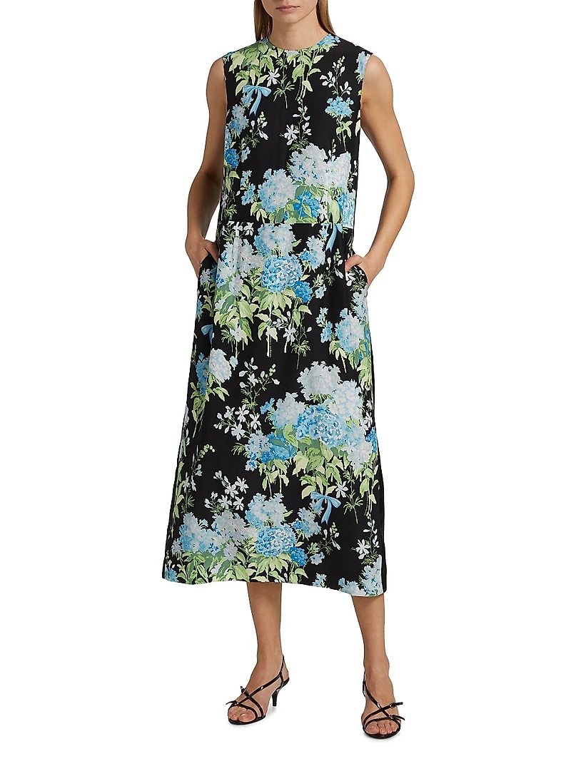 Floral Silk Midi-Dress