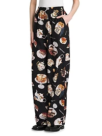 High Tea Print Silk Trousers