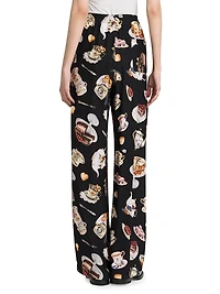 High Tea Print Silk Trousers