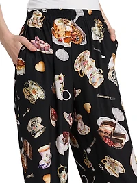 High Tea Print Silk Trousers