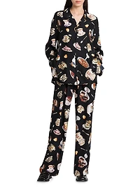 High Tea Print Silk Trousers